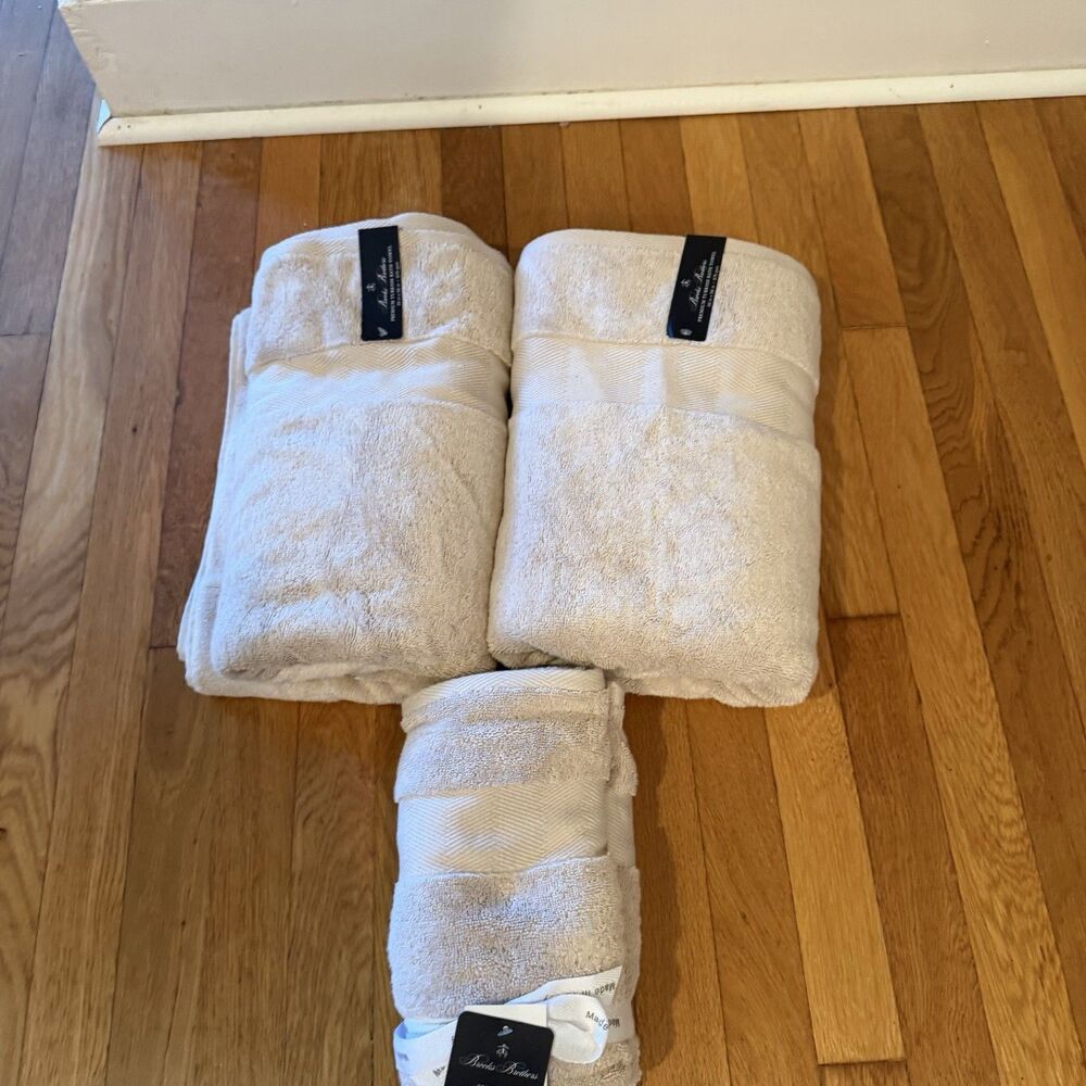 Brooks Brothers 4 PC Premium Turkish TOWEL SET  2 Bath/ 2 Hand Towels Tan Beige